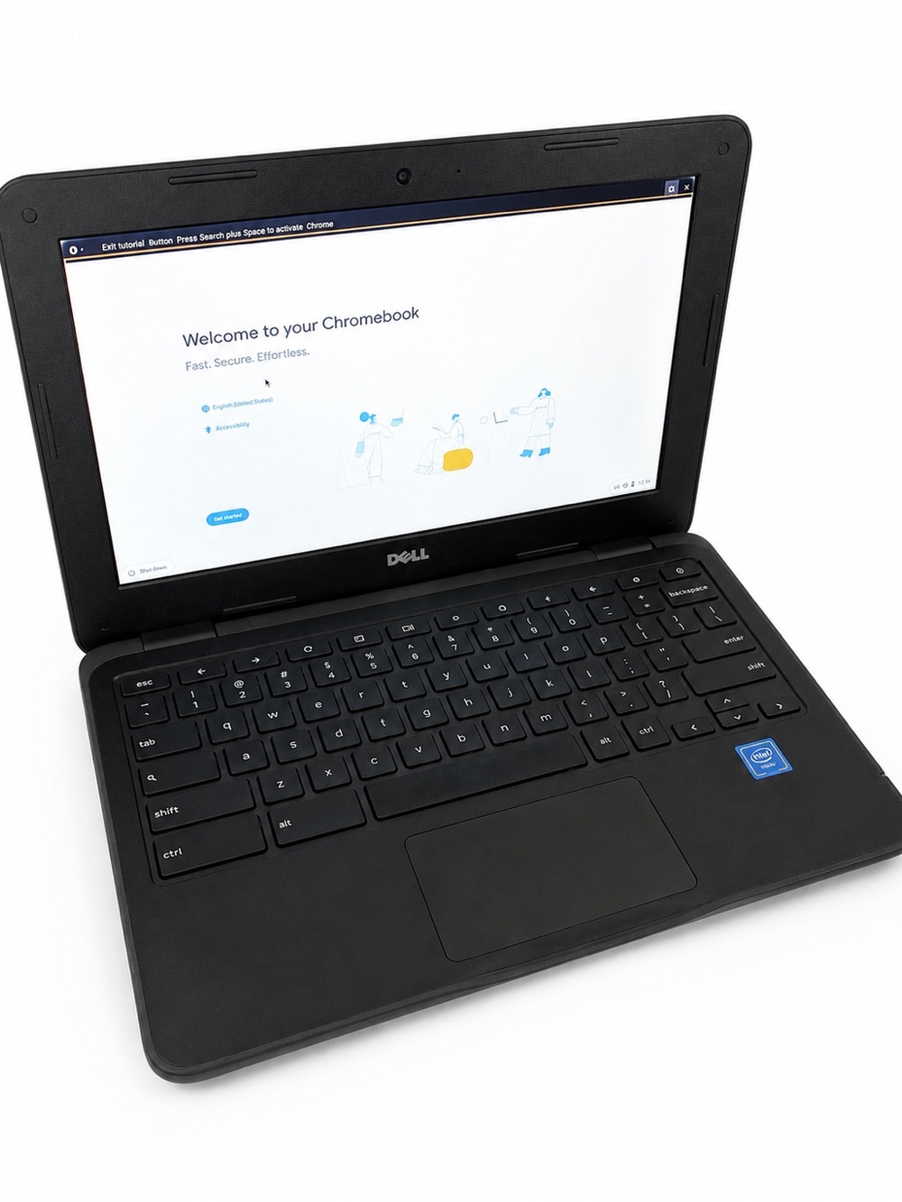 DELL Chromebook 11 3180 11.6" Laptop Intel Celeron Black w Charger Factory Reset